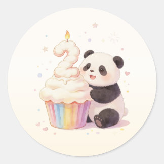 Sweet Pastel Panda Baby 2nd Birthday Classic Round Sticker