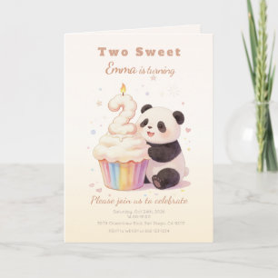Sweet Pastel Panda Baby 2nd Birthday Invitation