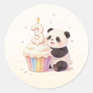 Sweet Pastel Panda Baby 3rd Birthday Classic Round Sticker