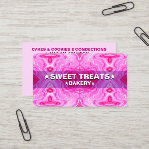 Sweet Pastel Pink Color   Elegant Cake Bakery Business Card