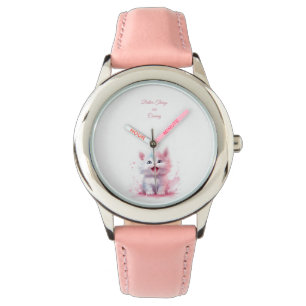 Sweet Pastel Pink Kitten Watch