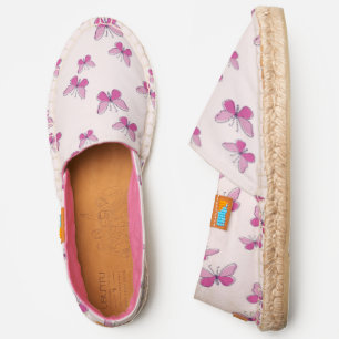 Sweet Pastel Pink Summer Butterfly Doodle Pattern  Espadrilles