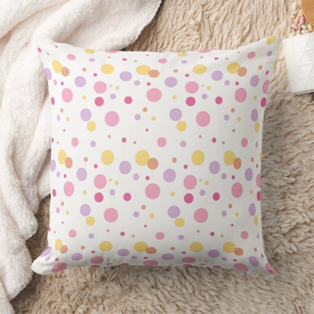 Sweet Pastel Polka Dot Pattern Throw Pillow (Blanket)