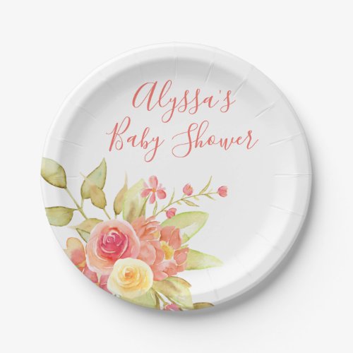 Sweet Pastel Rose Bouquet Paper Plate