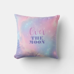 Sweet Pastel Starry Night Sky Cosmic Clouds Throw Pillow