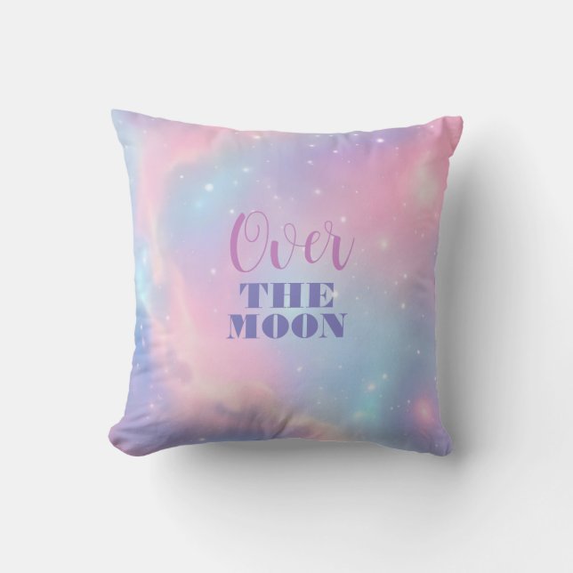 Sweet Pastel Starry Night Sky Cosmic Clouds Throw Pillow (Front)