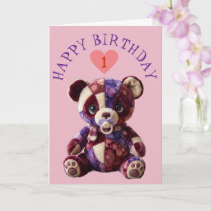 Sweet patchwork snuggle Bear Card