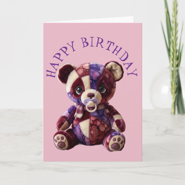 Sweet patchwork snuggle Bear Card (Front)