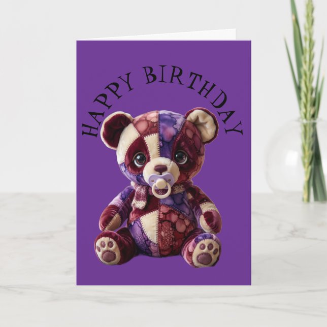 Sweet patchwork snuggle Bear Card (Front)