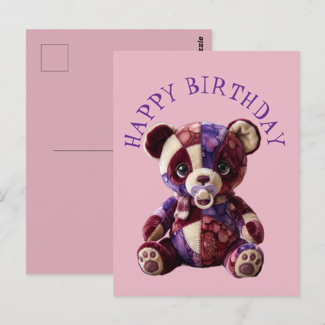 Sweet patchwork snuggle Bear Postcard (Front/Back)