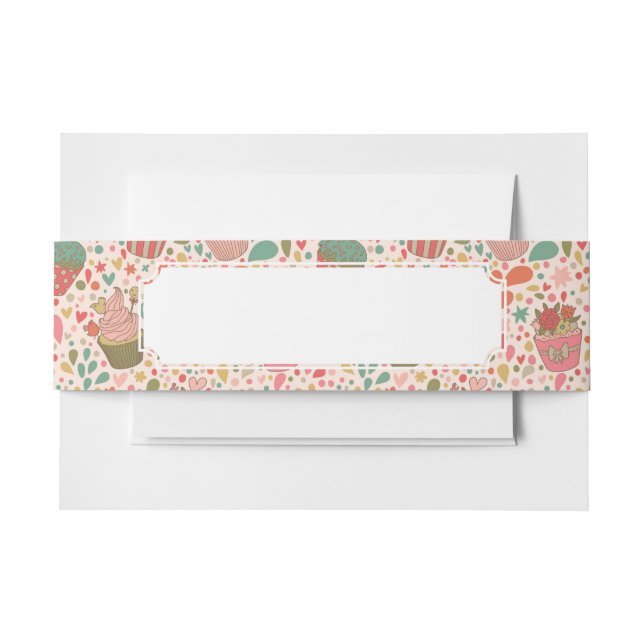 Sweet pattern invitation belly band (Front Example)
