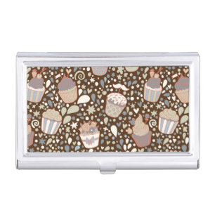 Sweet  pattern made of tasty cupcakes business card holder