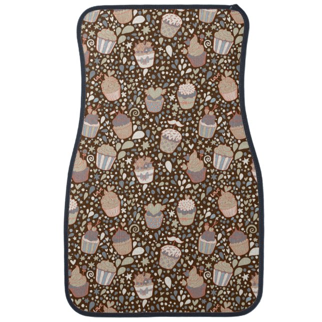 Sweet  pattern made of tasty cupcakes car mat (Front)