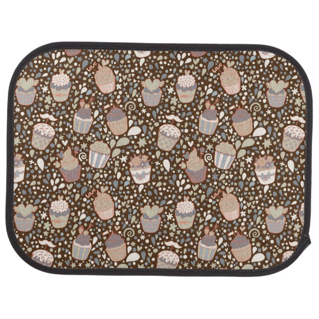 Sweet  pattern made of tasty cupcakes car mat (Rear)