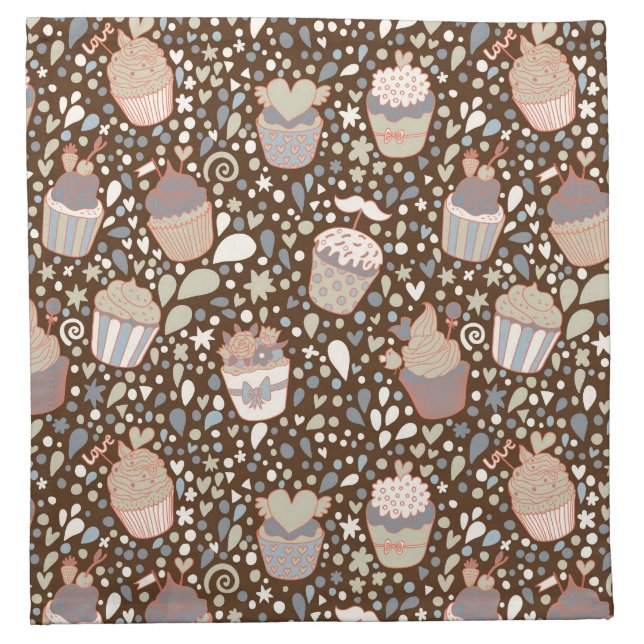 Sweet  pattern made of tasty cupcakes cloth napkin (Front)