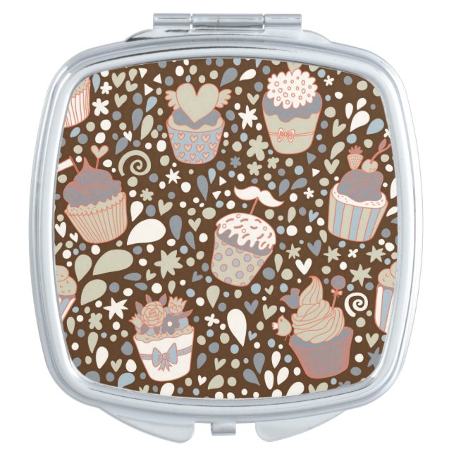 Sweet  pattern made of tasty cupcakes compact mirror (Front)