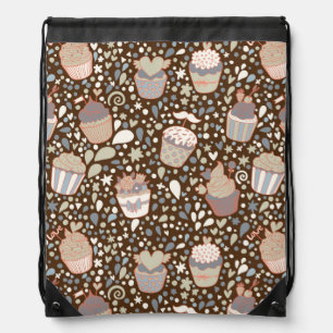 Sweet  pattern made of tasty cupcakes drawstring bag