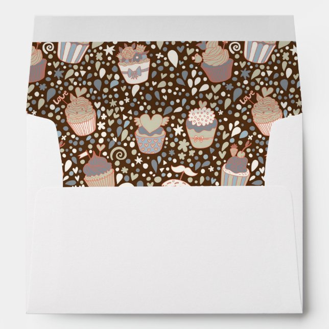 Sweet  pattern made of tasty cupcakes envelope (Back (Bottom))