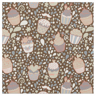 Sweet pattern made of tasty cupcakes fabric