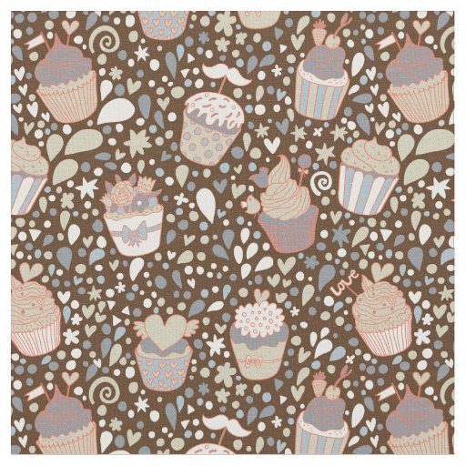 Sweet  pattern made of tasty cupcakes fabric