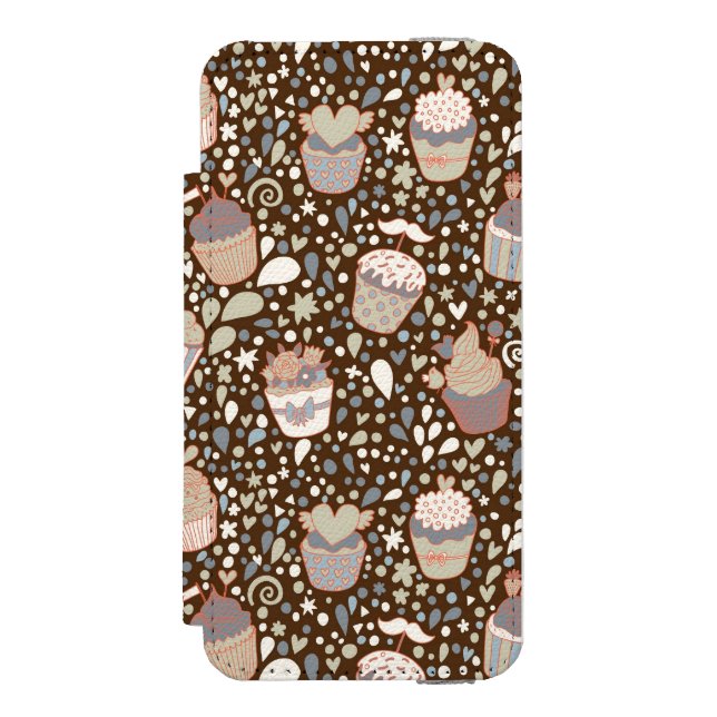 Sweet  pattern made of tasty cupcakes incipio iPhone wallet case (Folio Front)