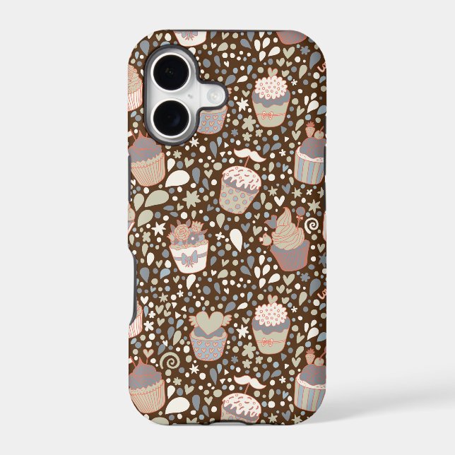 Sweet  pattern made of tasty cupcakes iphone case (Back)