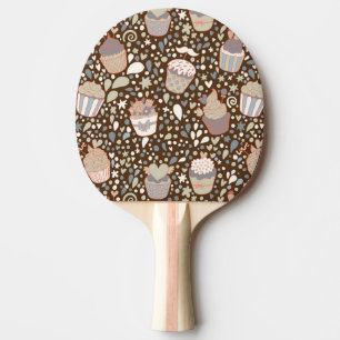 Sweet  pattern made of tasty cupcakes ping pong paddle