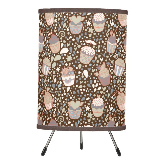 Sweet  pattern made of tasty cupcakes tripod lamp (Front)