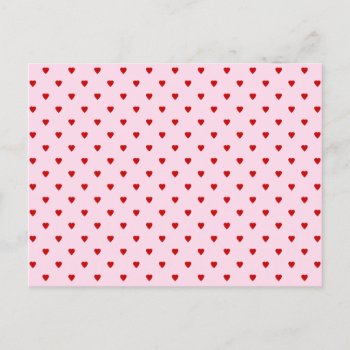 Sweet Pattern Of Red Hearts On Pink. Postcard by Graphics_By_Metarla at Zazzle