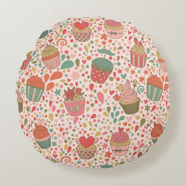 Sweet pattern round pillow (Front)