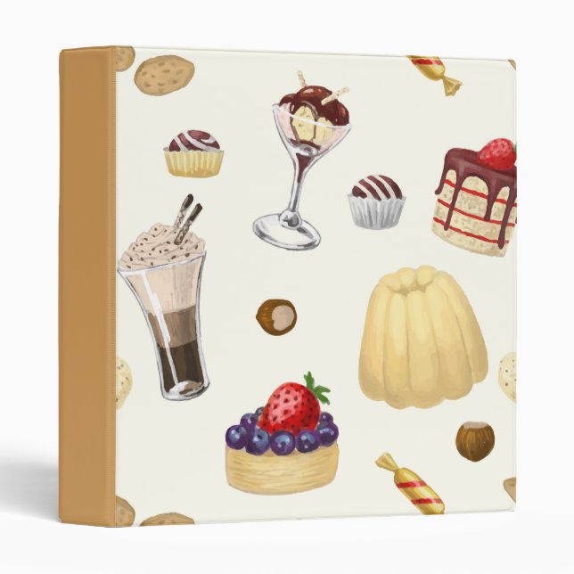 Sweet pattern with various desserts. binder (Front/Spine)