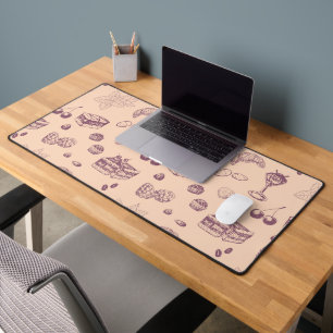 Sweet pattern with various desserts. desk mat