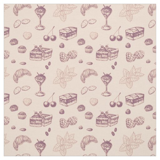 Sweet pattern with various desserts. fabric