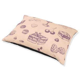 Sweet pattern with various desserts. pet bed