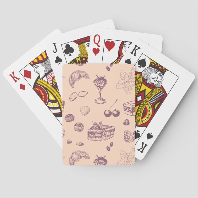 Sweet pattern with various desserts. poker cards (Back)