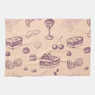 Sweet pattern with various desserts. towel
