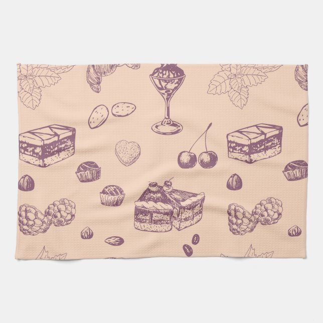 Sweet pattern with various desserts. towel (Horizontal)