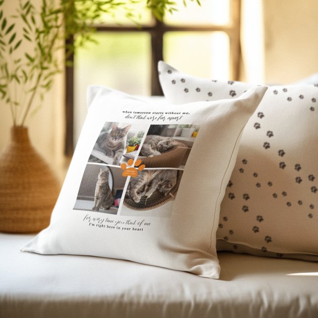Sweet Paw Prints Personalized Pet Memorial Photo  Throw Pillow (Creator Uploaded)