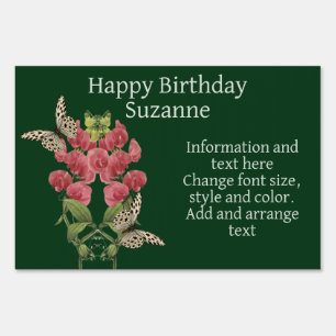 Sweet Pea And Butterflies Personalized Birthday Sign