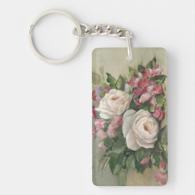 Sweet Pea and Rose Bouquet Keychain (Front)