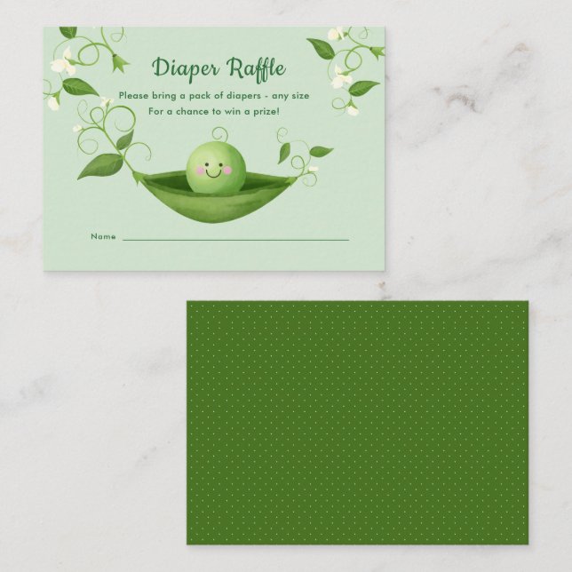 Sweet Pea Baby Shower Diaper Raffle Enclosure Card (Front/Back)