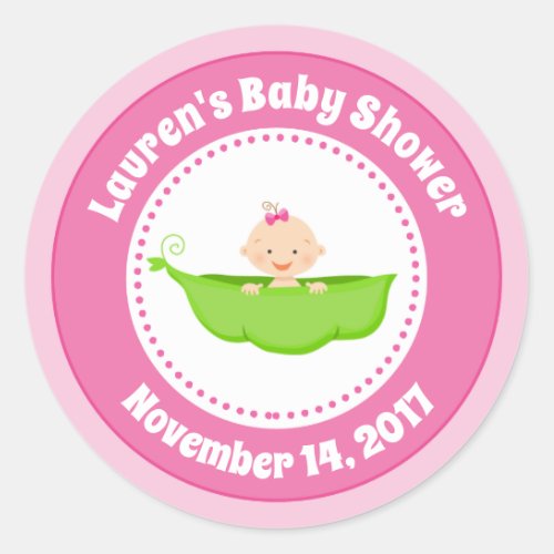 Sweet Pea Baby Shower Favor Tag Sticker Pink Girl