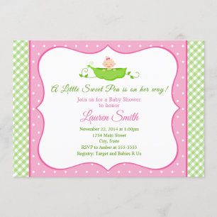Sweet Pea Baby Shower Invitation Pink Girl Baby