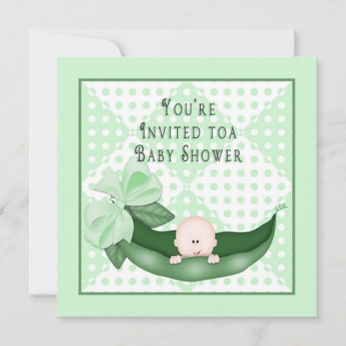 Sweet Pea Baby Shower Invitations (Green)