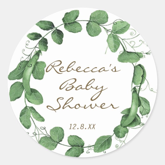 sweet pea baby shower sticker peas in a pod (Front)