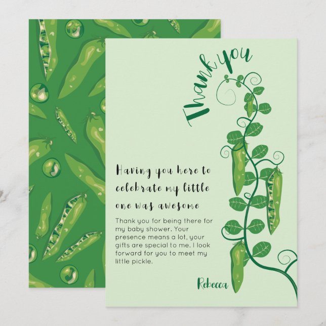 Sweet pea baby shower thank you card (Front/Back)