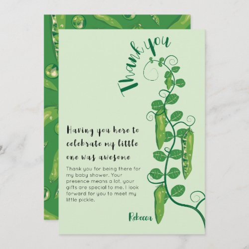 Sweet pea baby shower thank you card