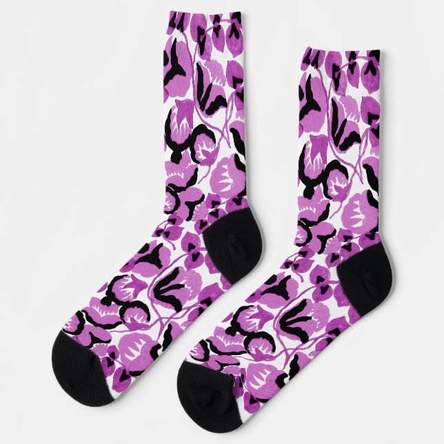 Sweet Pea (Berry) Fine Art Socks (Left)