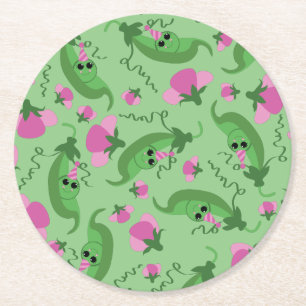 Sweet Pea Birthday Party Round Paper Coaster
