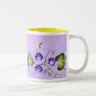 Sweet Pea Blossom and Butterfly Two-Tone Coffee Mug